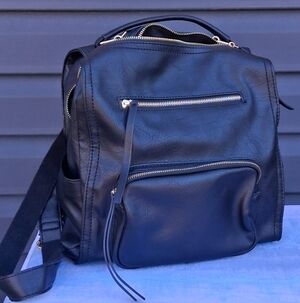 Black Leather Backpack